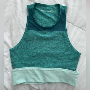 Outdoor Voices Athena Tri-tone teal crop top sports bra